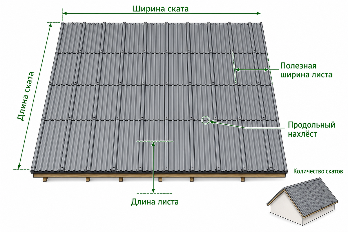 Какие размеры нужны для расчёта листов профнастила